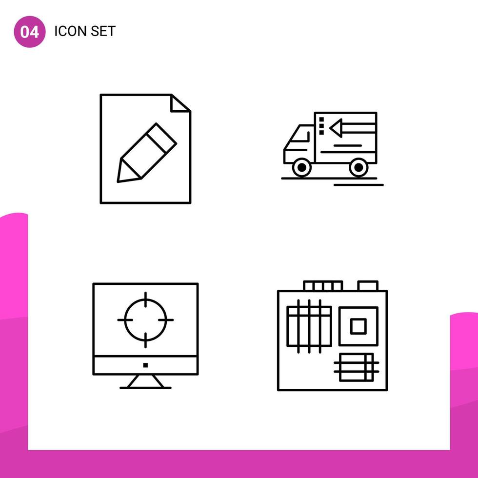 Outline Icon set Pack of 4 Line Icons isolated on White Background for responsive Website Design Print and Mobile Applications Creative Black Icon vector background