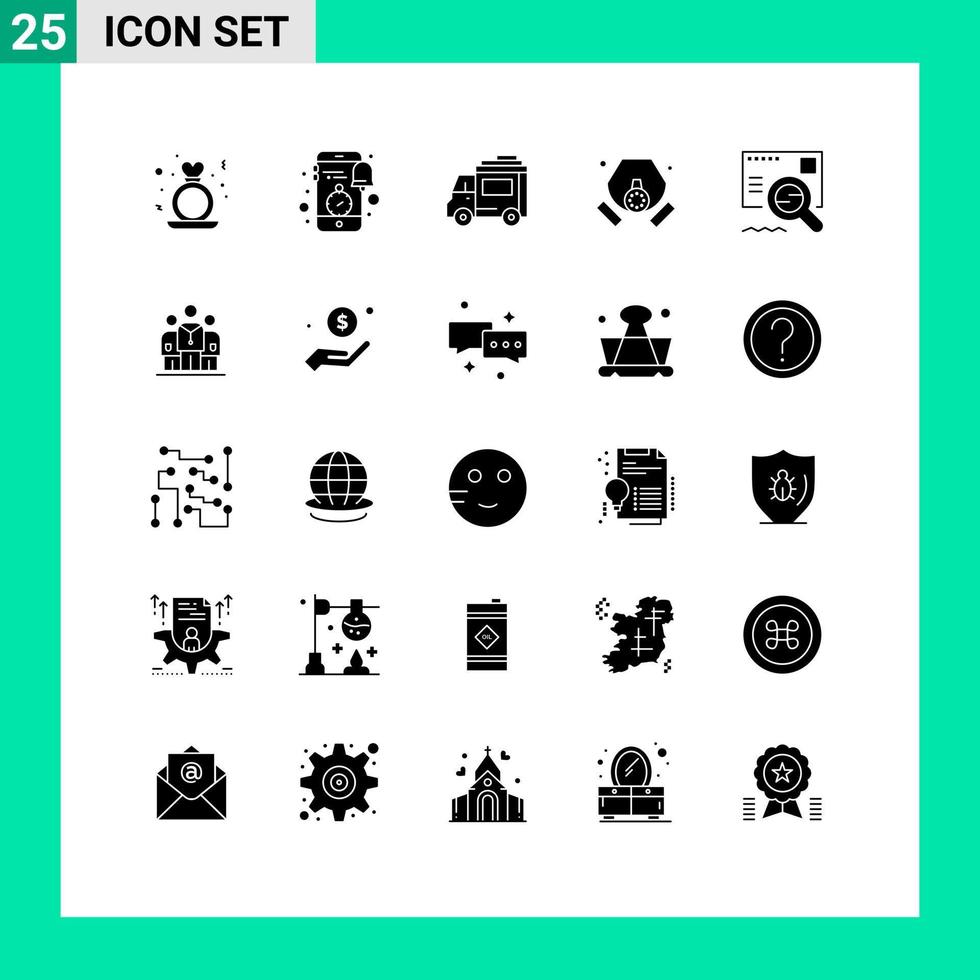Set of 25 Modern UI Icons Symbols Signs for waste mask clock gas people Editable Vector Design Elements