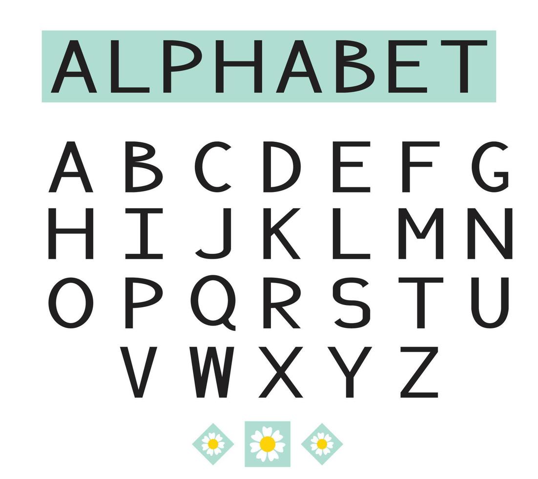 A simple modern alphabet font made from capital letters. Posters, advertising, medicine, technology or science creative typographic font. vector