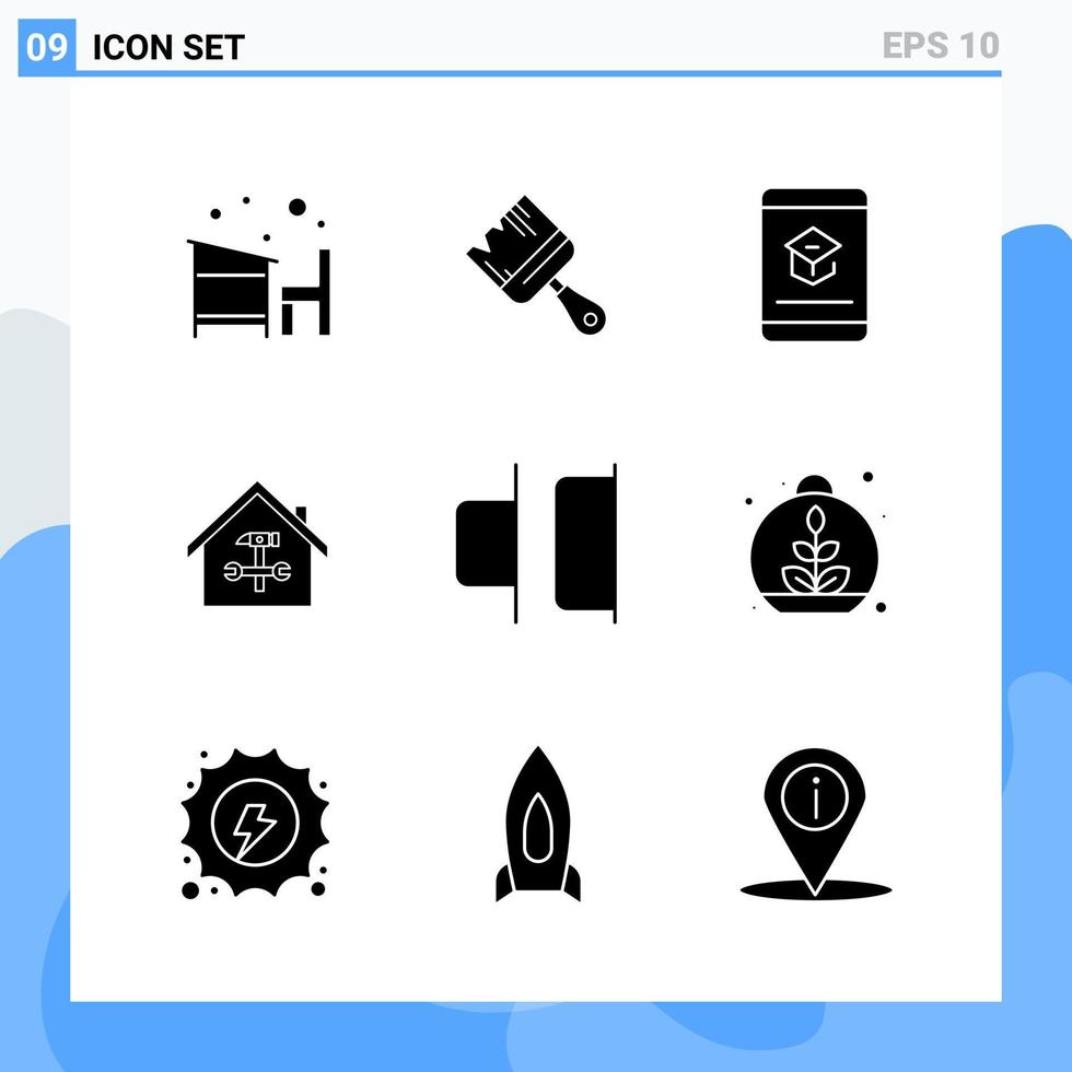 Modern 9 solid style icons Glyph Symbols for general use Creative Solid Icon Sign Isolated on White Background 9 Icons Pack Creative Black Icon vector background