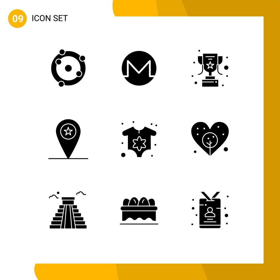 9 Solid Glyph concept for Websites Mobile and Apps newborn baby achievement soldier military Editable Vector Design Elements