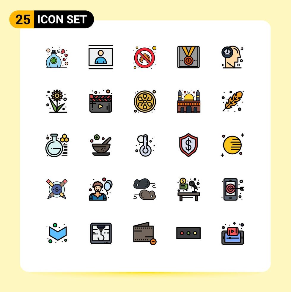 conjunto de 25 iconos de ui modernos símbolos signos para trofeo estrella imagen medalla lugar elementos de diseño vectorial editables vector