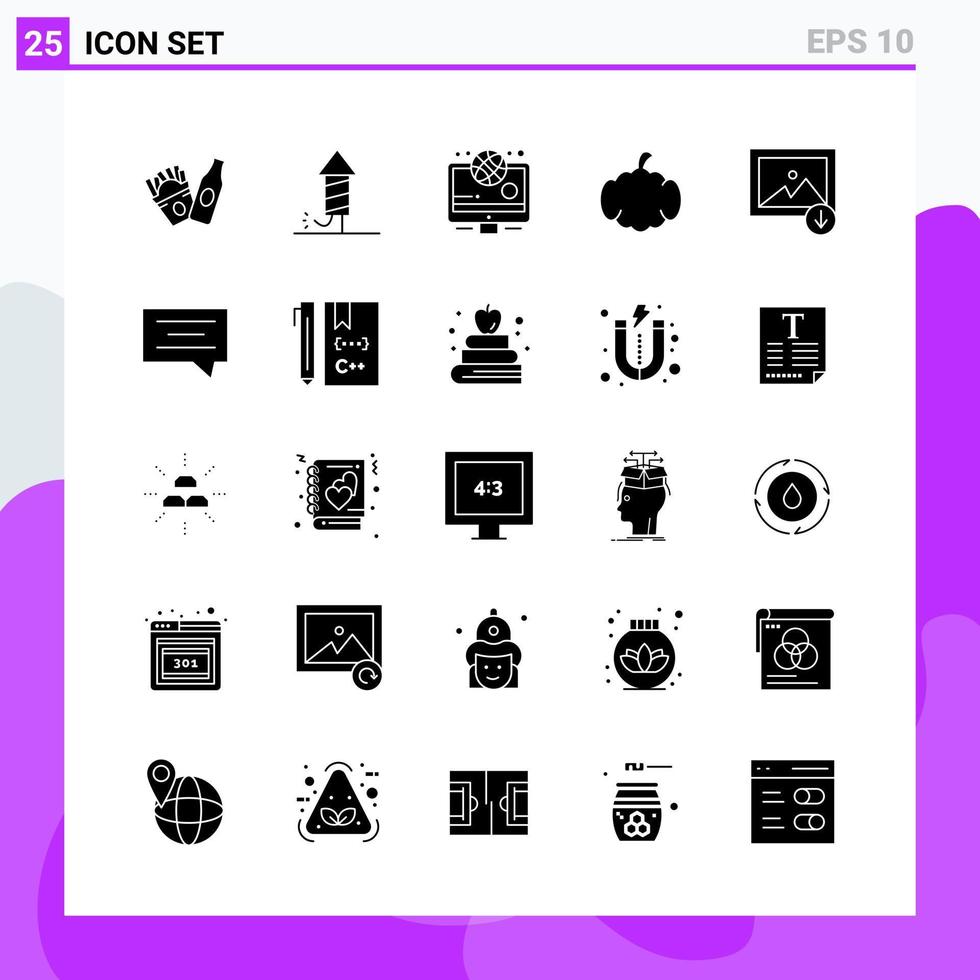 Set of 25 icons in solid style Creative Glyph Symbols for Website Design and Mobile Apps Simple Solid Icon Sign Isolated on White Background 25 Icons Creative Black Icon vector background