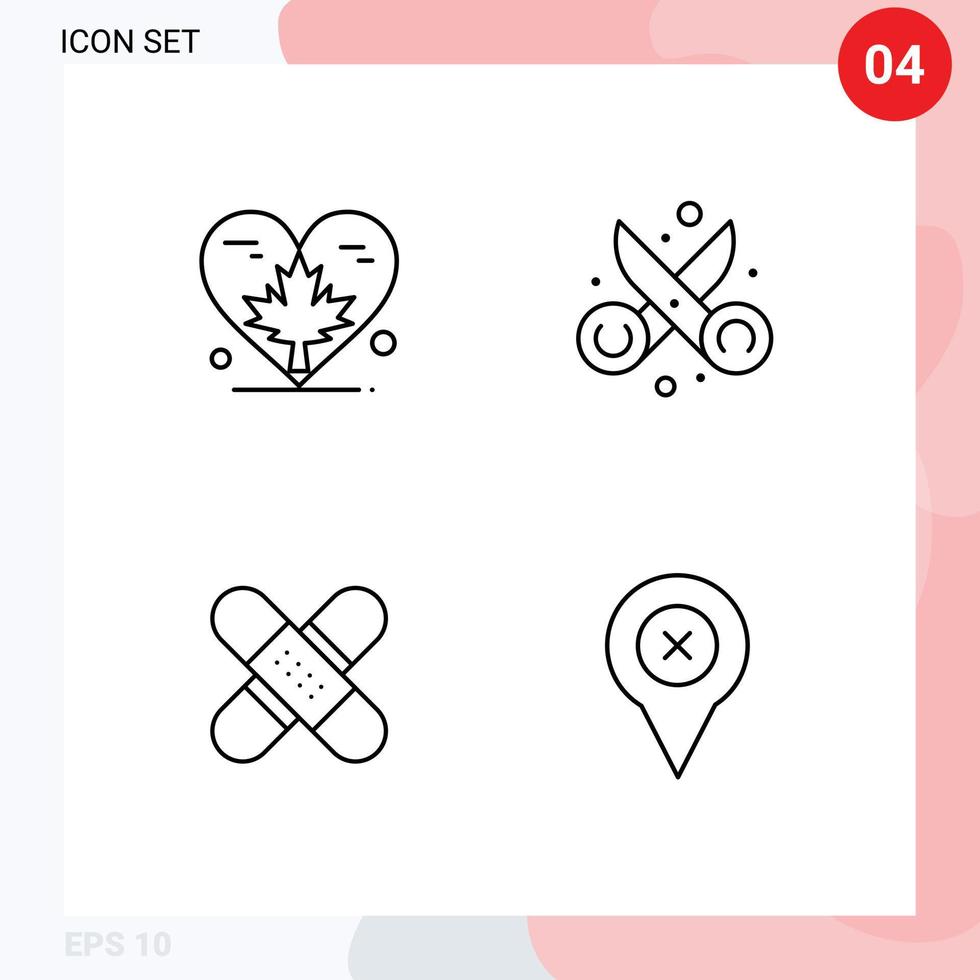 4 Line concept for Websites Mobile and Apps heart art canada cut band Editable Vector Design Elements