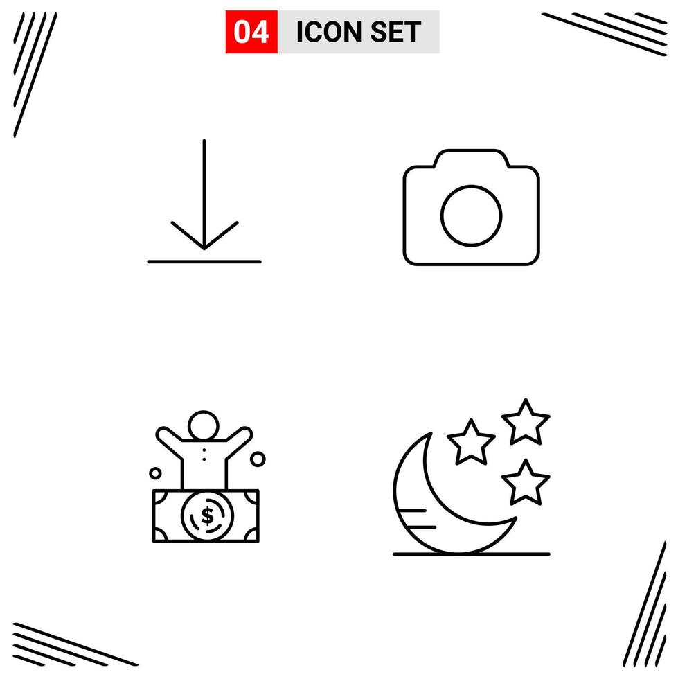 4 iconos de estilo de línea basados en cuadrícula símbolos de esquema creativos para el diseño de sitios web signos de icono de línea simple aislados en fondo blanco 4 conjunto de iconos fondo de vector de icono negro creativo