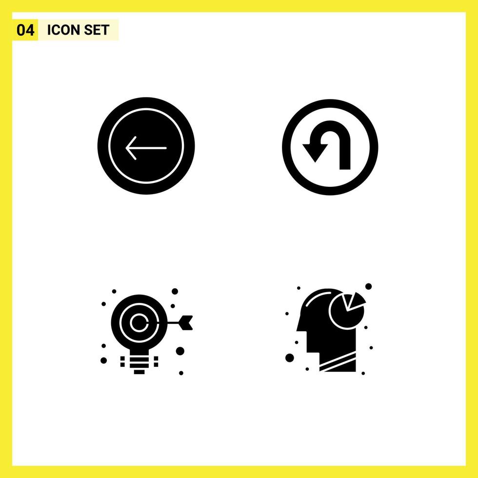 4 Thematic Vector Solid Glyphs and Editable Symbols of application target interface navigation web Editable Vector Design Elements