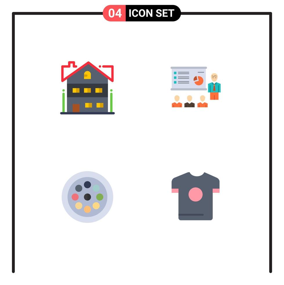 paquete de línea vectorial editable de 4 iconos planos simples de personas de la casa extractor de negocios domésticos elementos de diseño vectorial editables vector