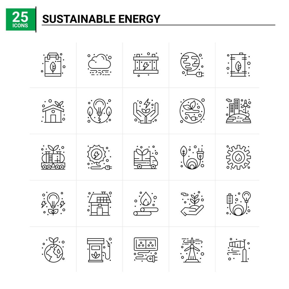 25 Sustainable Energy icon set vector background