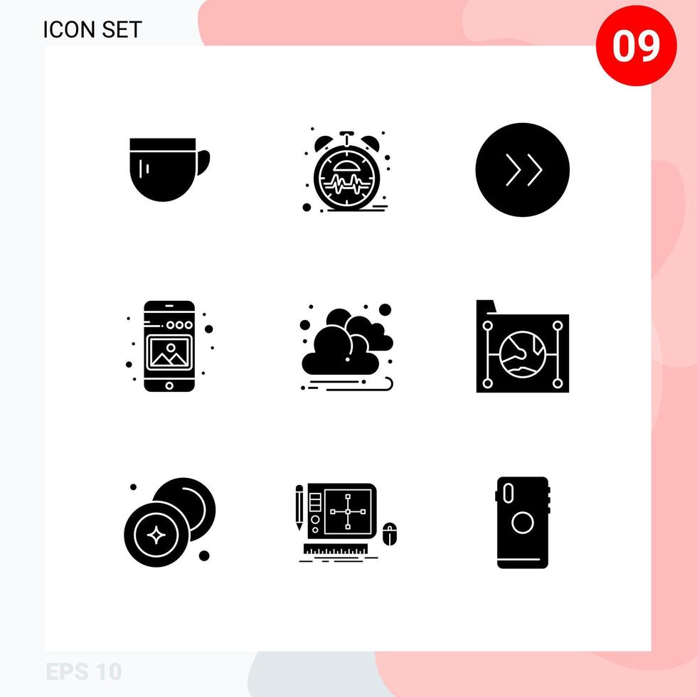 9 Creative Icons Modern Signs and Symbols of cloud picture arrows phone image Editable Vector Design Elements