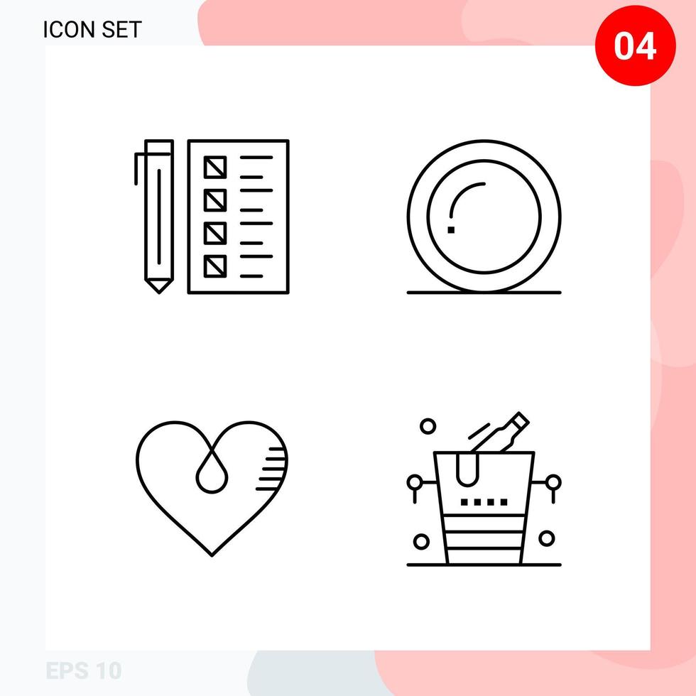 Vector Pack of 4 Icons in Line Style Creative Outline Pack isolated on White Background for Web and Mobile Creative Black Icon vector background