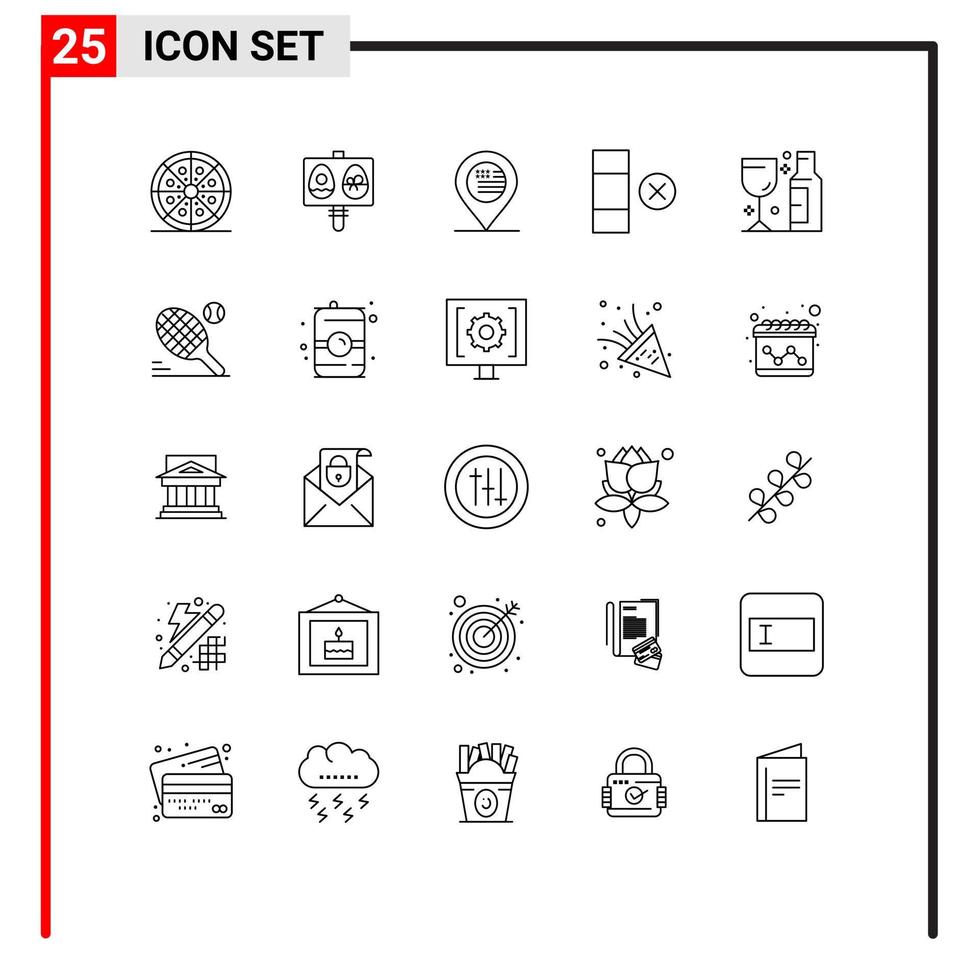 Set of 25 Vector Lines on Grid for glass row holiday delete sign Editable Vector Design Elements