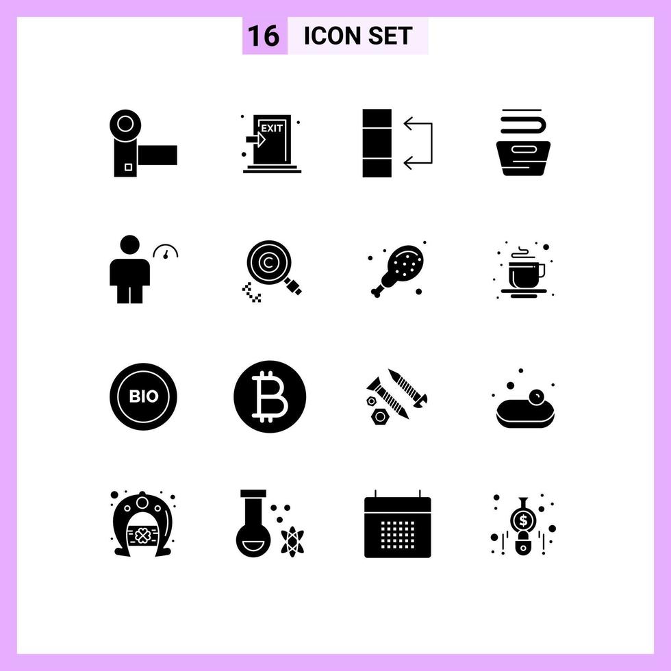 Set of 16 Modern UI Icons Symbols Signs for avatar housekeeping fire clothes table Editable Vector Design Elements