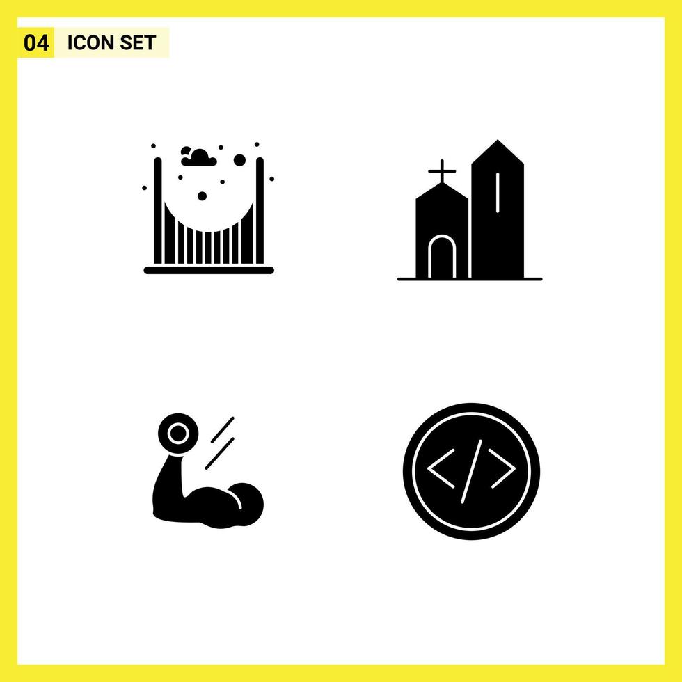 4 Creative Icons Modern Signs and Symbols of bridge bodybuilding building historic muscle Editable Vector Design Elements