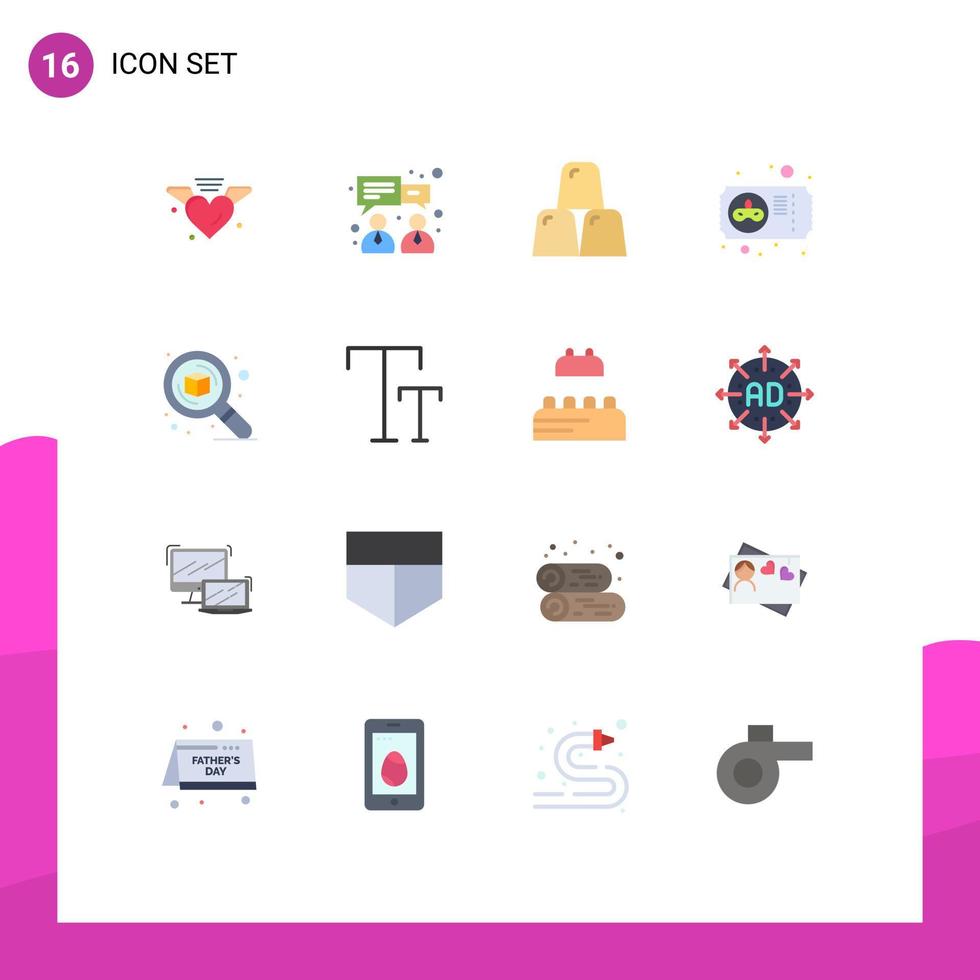 16 Creative Icons Modern Signs and Symbols of search design business ticket mardi gras Editable Pack of Creative Vector Design Elements