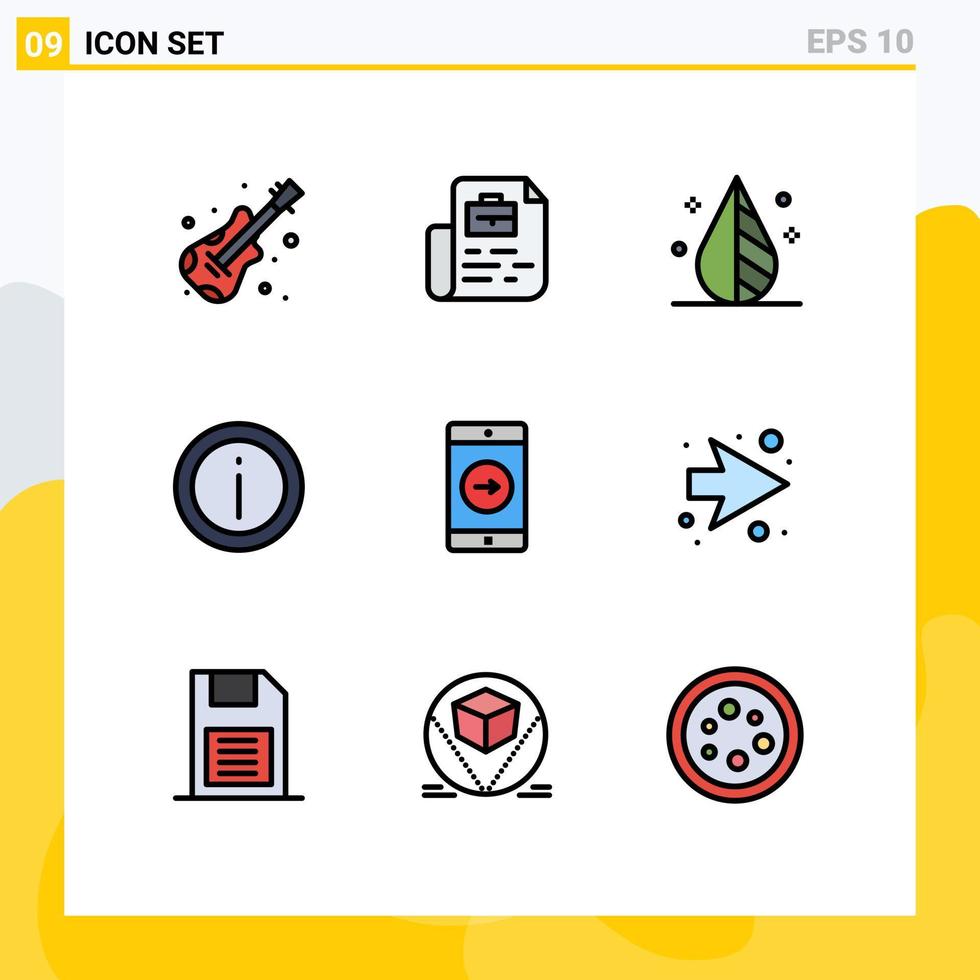 9 Thematic Vector Filledline Flat Colors and Editable Symbols of right support design sign info Editable Vector Design Elements