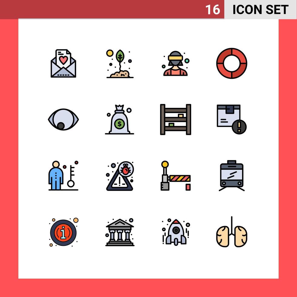 16 iconos creativos signos y símbolos modernos del ojo humano avatar gráfico circular elementos de diseño de vectores creativos editables