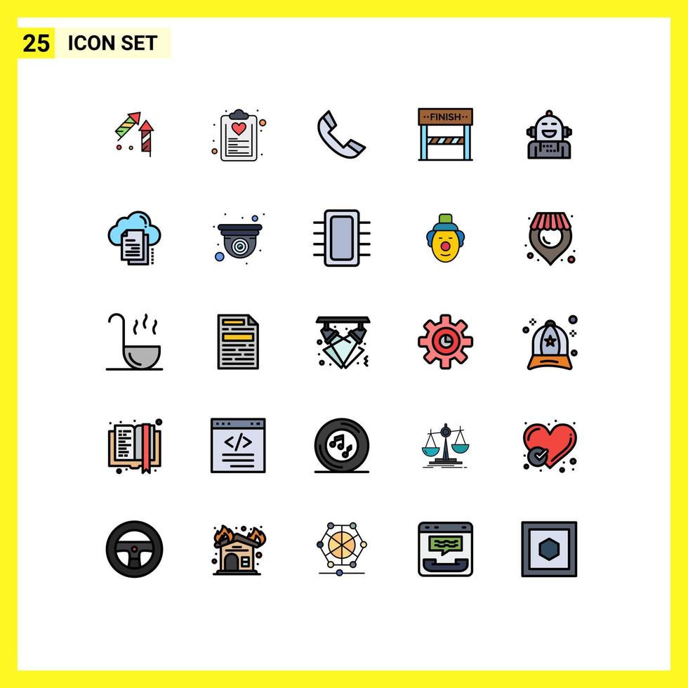User Interface Pack of 25 Basic Filled line Flat Colors of android sport plan line telephone Editable Vector Design Elements