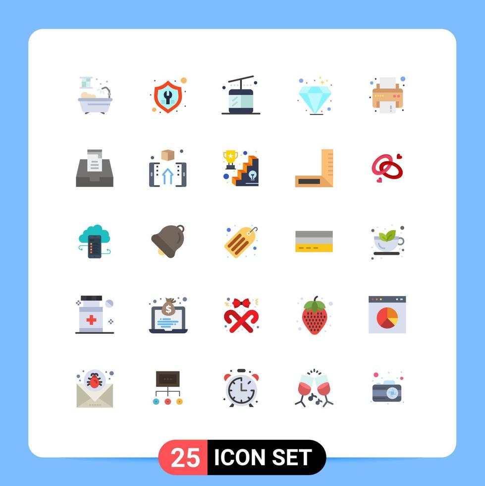 Universal Icon Symbols Group of 25 Modern Flat Colors of inbox print gondola device gem Editable Vector Design Elements