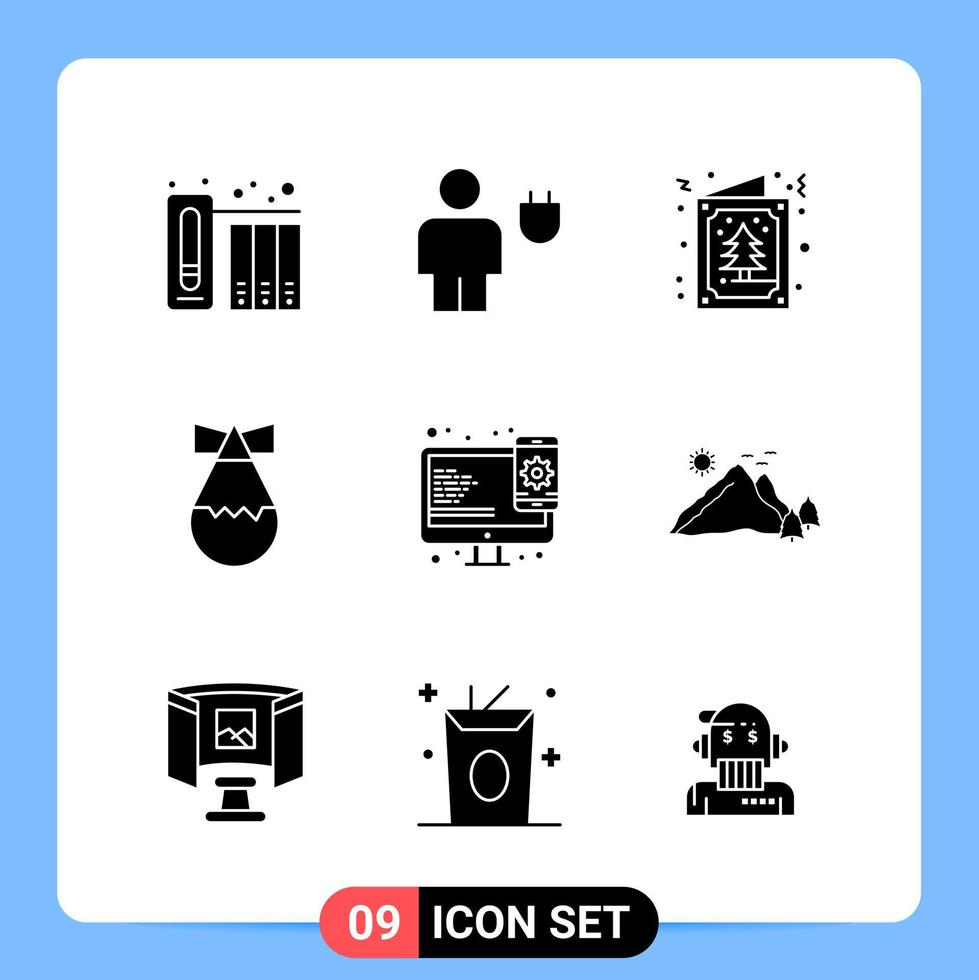 9 Solid Black Icon Pack Glyph Symbols for Mobile Apps isolated on white background 9 Icons Set Creative Black Icon vector background