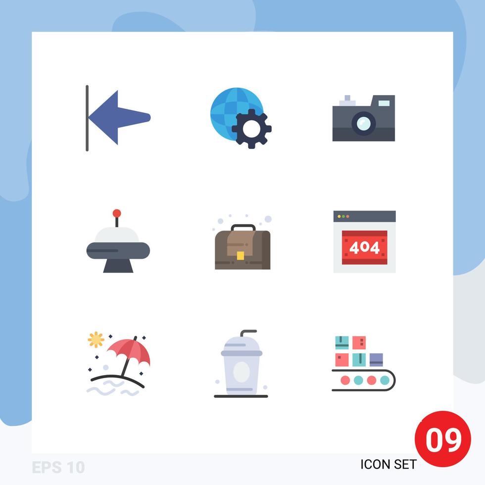 Universal Icon Symbols Group of 9 Modern Flat Colors of error management photography business space Editable Vector Design Elements