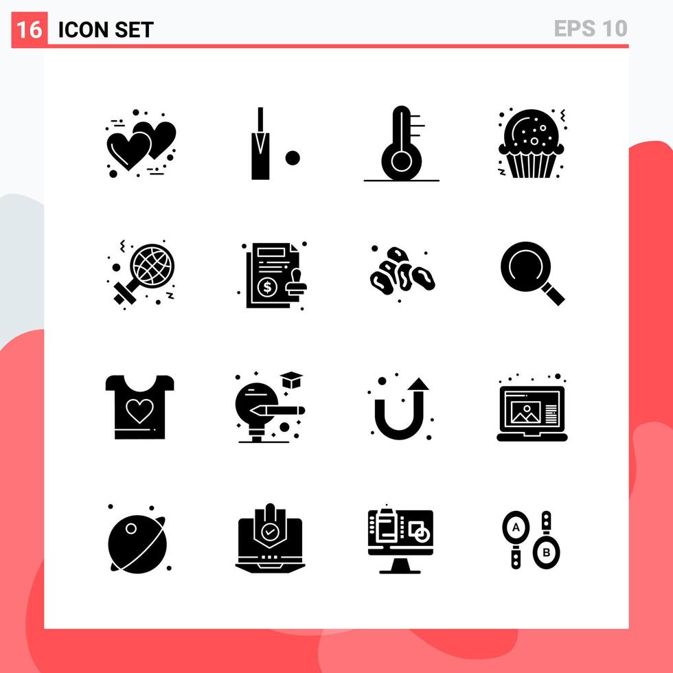Collection of 16 Vector Icons in solid style Modern Glyph Symbols for Web and Mobile Solid Icon Sign Isolated on White Background 16 Icons Creative Black Icon vector background