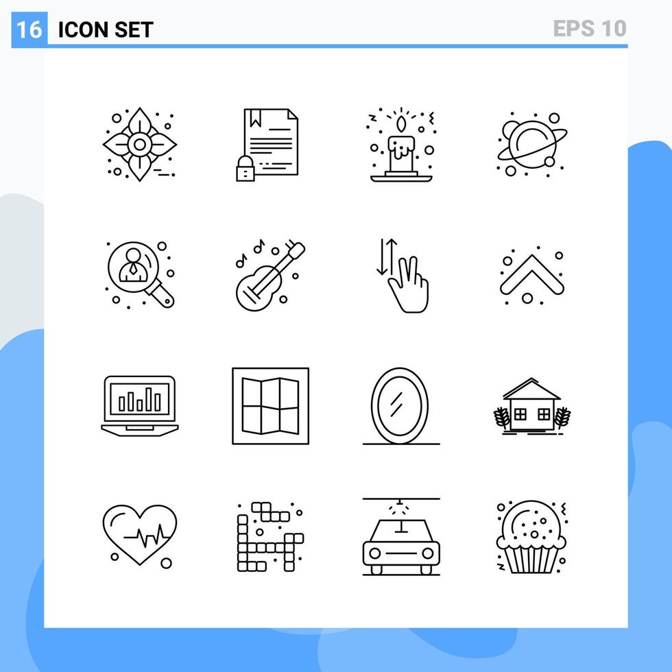 iconos de estilo moderno de 16 líneas delinean símbolos para uso general signo de icono de línea creativa aislado en fondo blanco paquete de 16 iconos fondo de vector de icono negro creativo