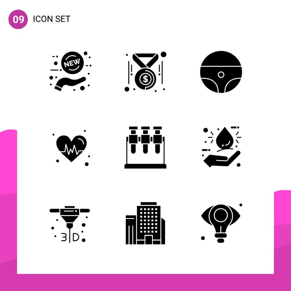 Glyph Icon set Pack of 9 Solid Icons isolated on White Background for responsive Website Design Print and Mobile Applications Creative Black Icon vector background