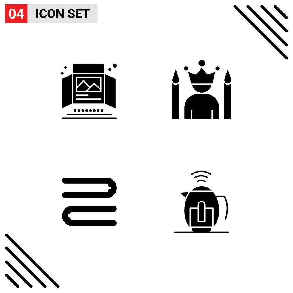 Modern Set of 4 Solid Glyphs and symbols such as ad winner print ad idol cleaning Editable Vector Design Elements