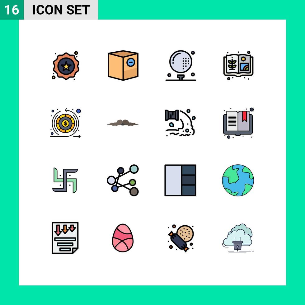 conjunto de 16 iconos de interfaz de usuario modernos símbolos signos para el libro de ganancias envío agricultura juego elementos de diseño de vectores creativos editables