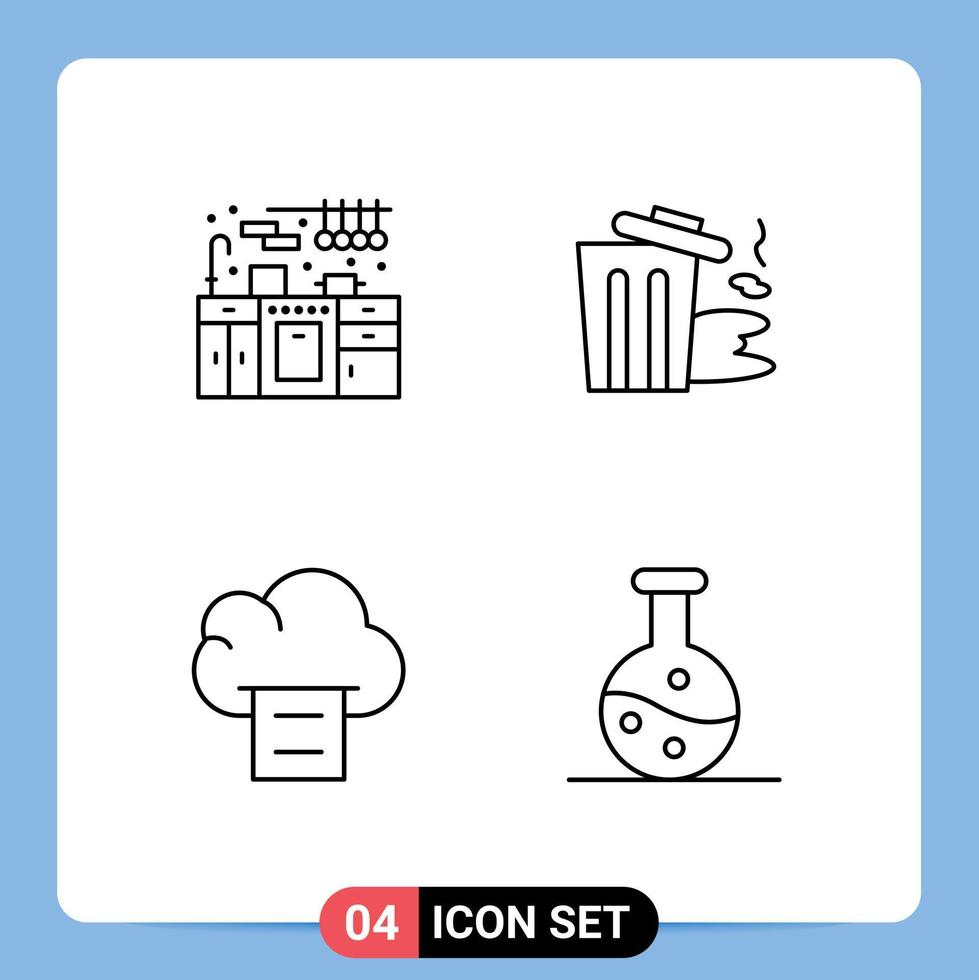4 Creative Icons Modern Signs and Symbols of cabinet print environment trash experiment Editable Vector Design Elements