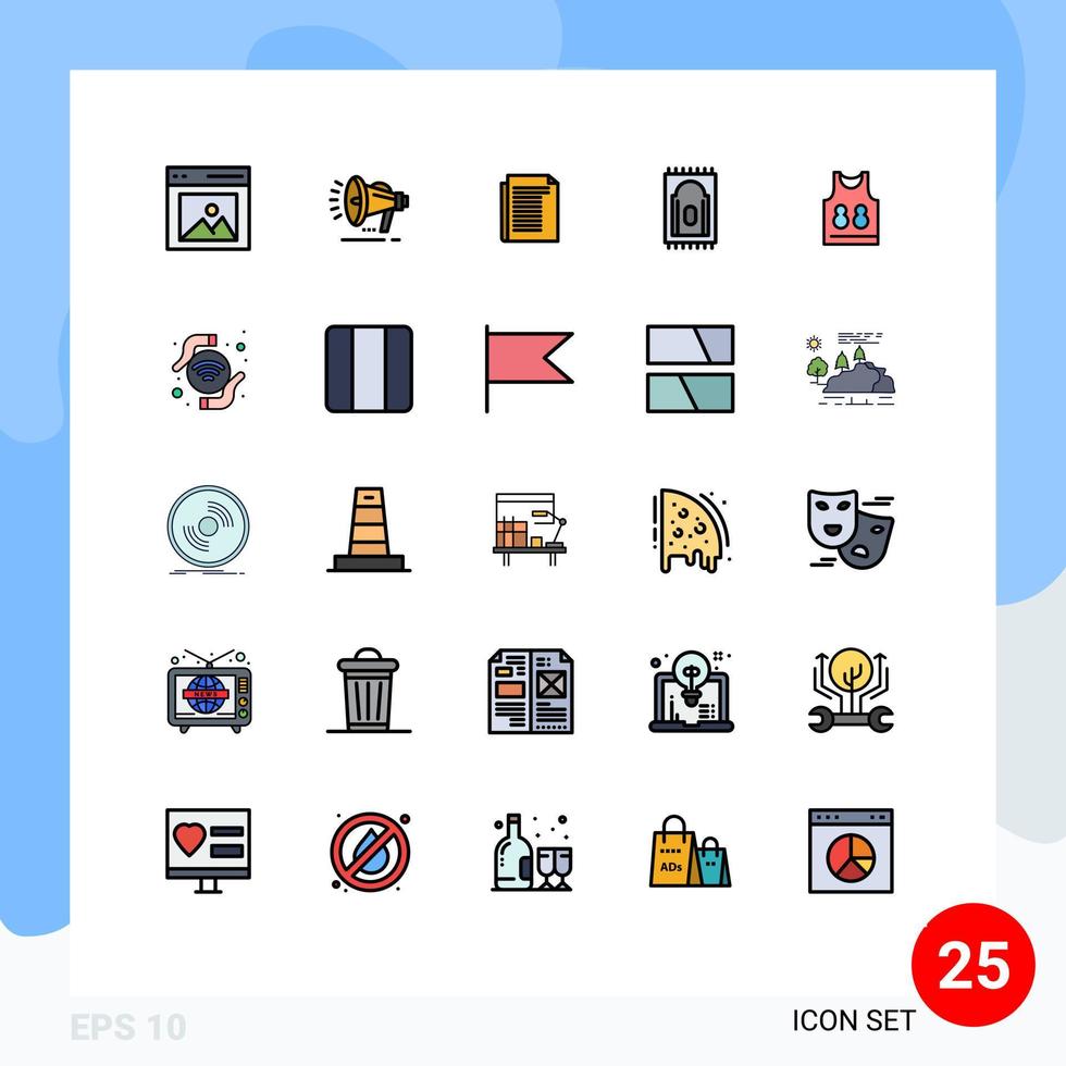 Stock Vector Icon Pack of 25 Line Signs and Symbols for t shrit rug announcement praying paper Editable Vector Design Elements
