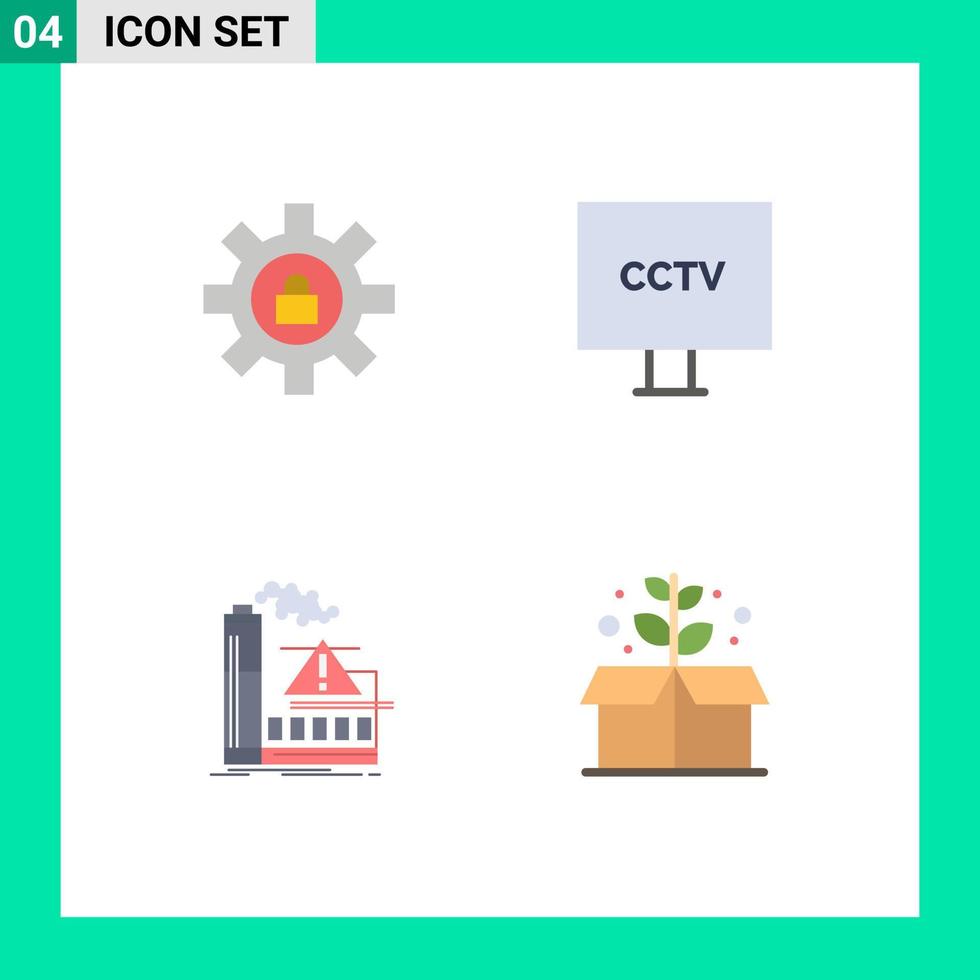 4 User Interface Flat Icon Pack of modern Signs and Symbols of gear pollution support spy air Editable Vector Design Elements