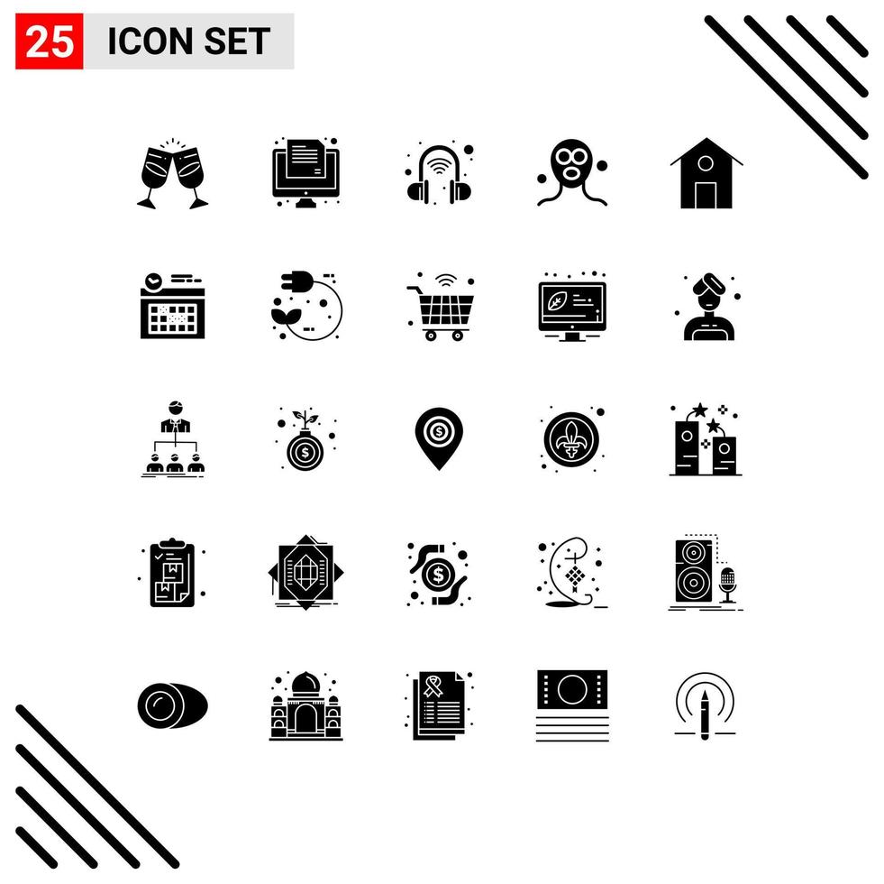Set of 25 Modern UI Icons Symbols Signs for house relaxation paper facial mask beauty Editable Vector Design Elements