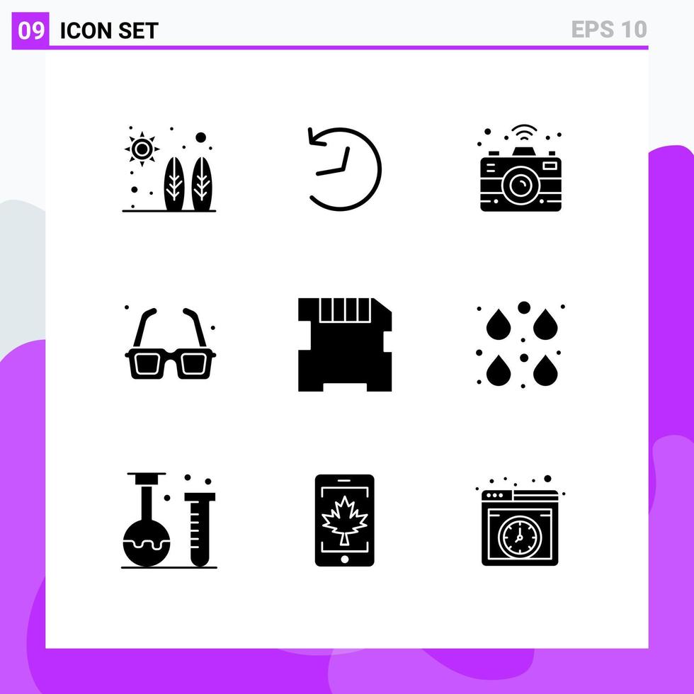 9 Universal Solid Glyph Signs Symbols of sd card connectivity valentines day park Editable Vector Design Elements