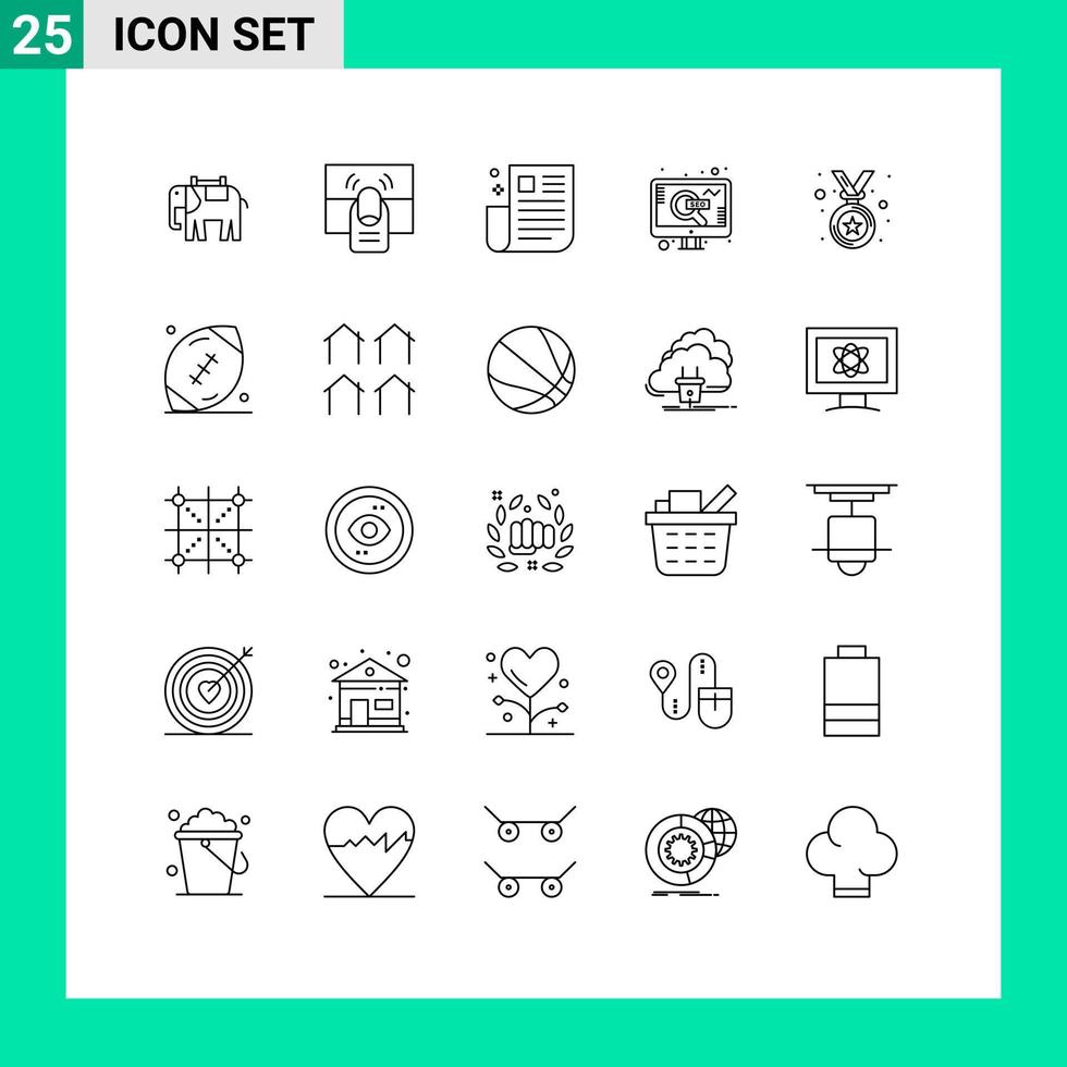 Pictogram Set of 25 Simple Lines of search seo touch marketing page Editable Vector Design Elements