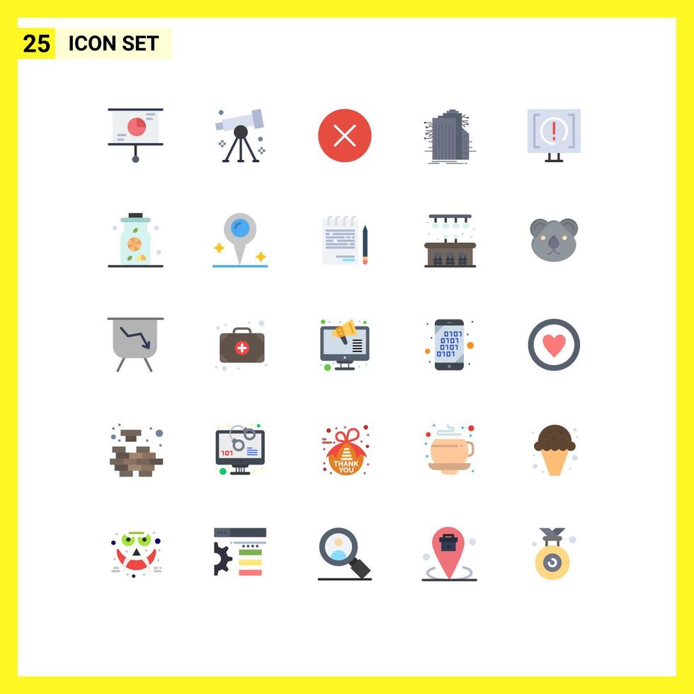 Set of 25 Vector Flat Colors on Grid for internet smart city study technology multimedia Editable Vector Design Elements
