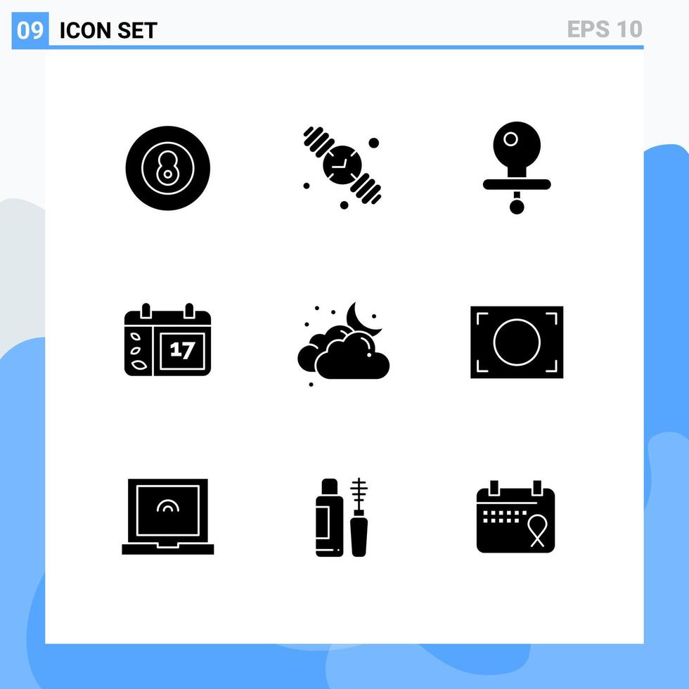 9 Creative Icons Modern Signs and Symbols of moon cloud baby ireland day Editable Vector Design Elements