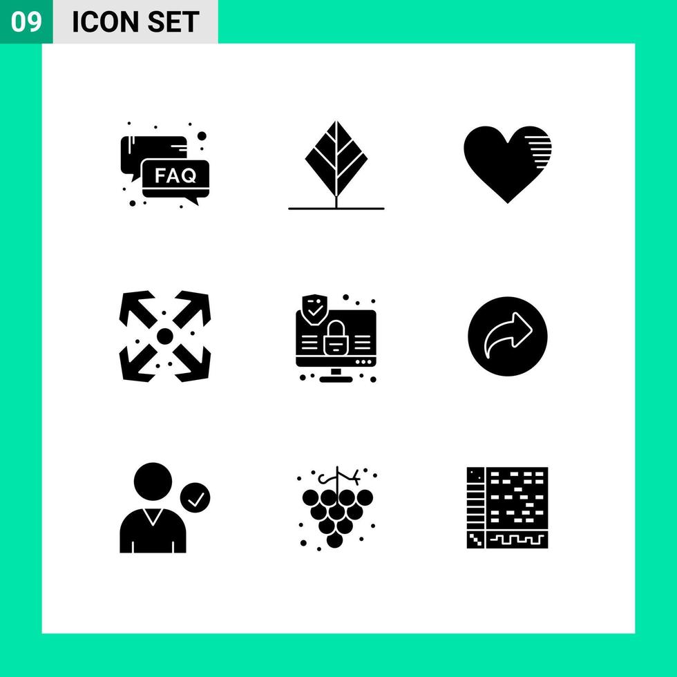 Stock Vector Icon Pack of 9 Line Signs and Symbols for computer enlarge tree arrows favorite Editable Vector Design Elements