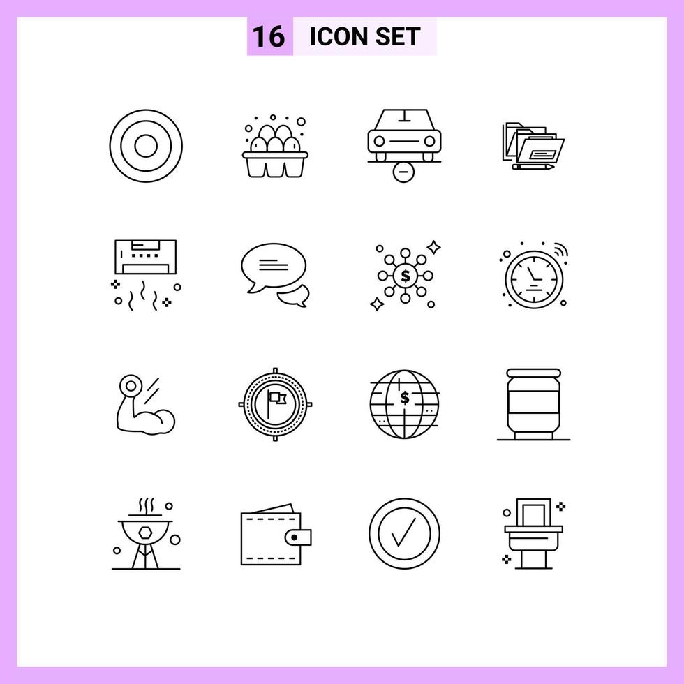 16 Thematic Vector Outlines and Editable Symbols of air date car folder vehicles Editable Vector Design Elements