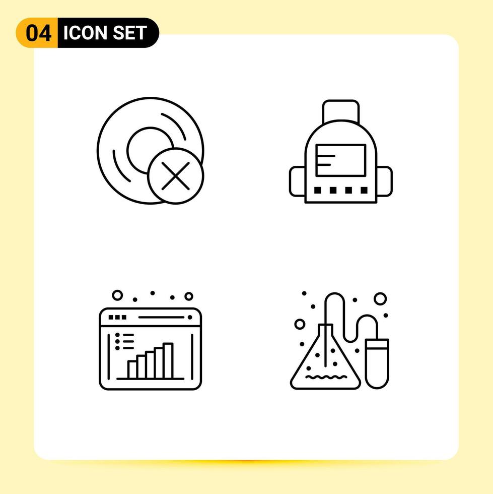 4 User Interface Line Pack of modern Signs and Symbols of computers business research gadget school data evaluation Editable Vector Design Elements