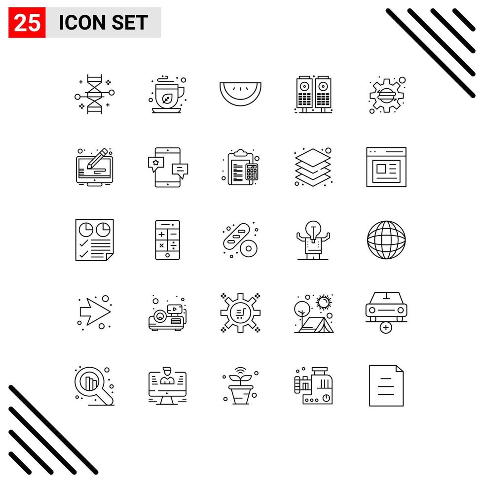 grupo de símbolos de iconos universales de 25 líneas modernas de elementos de diseño de vectores editables de sonido de negocio de té de empresa emergente