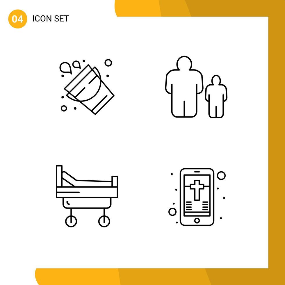 Stock Vector Icon Pack of 4 Line Signs and Symbols for bucket hospital tool father mobile Editable Vector Design Elements