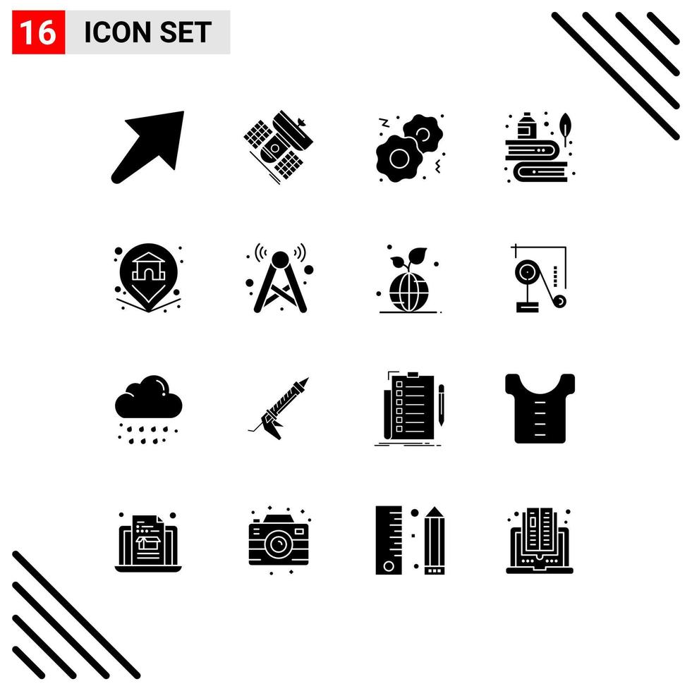 Pictogram Set of 16 Simple Solid Glyphs of pin ink cookies history education Editable Vector Design Elements