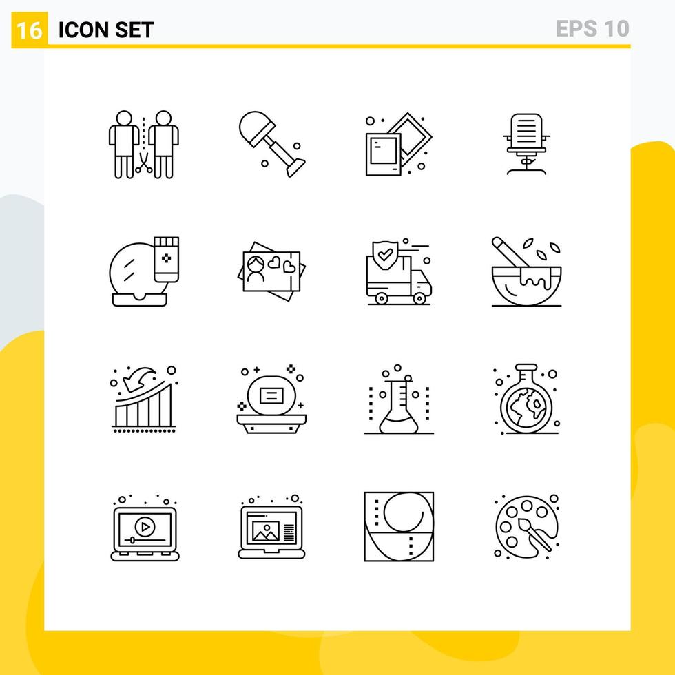 Pictogram Set of 16 Simple Outlines of office chair spring business armchair Editable Vector Design Elements