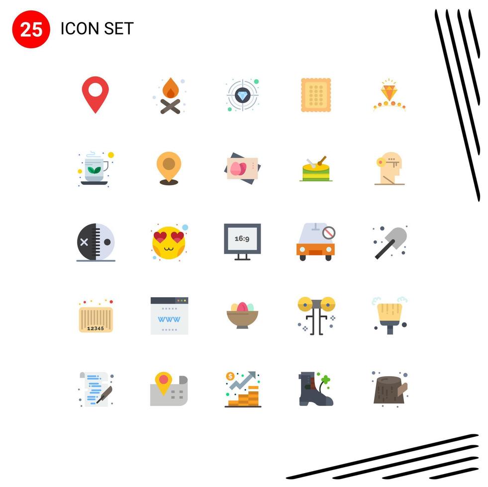 Set of 25 Modern UI Icons Symbols Signs for diamond food premium bread bakery Editable Vector Design Elements