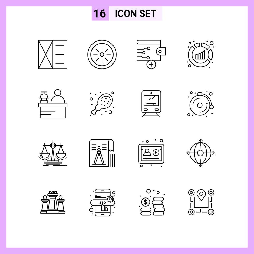 16 Icons in Line Style Outline Symbols on White Background Creative Vector Signs for Web mobile and Print Creative Black Icon vector background