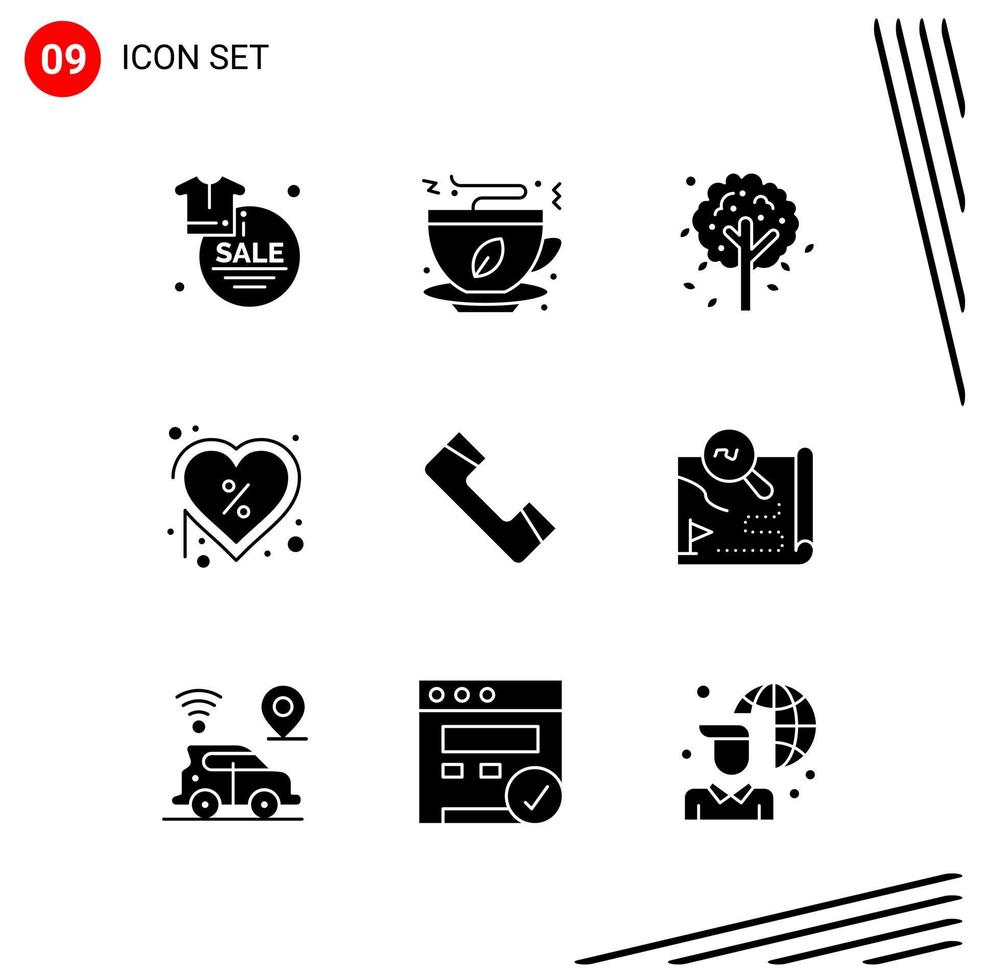 Collection of 9 Vector Icons in solid style Pixle Perfect Glyph Symbols for Web and Mobile Solid Icon Signs on White Background 9 Icons Creative Black Icon vector background