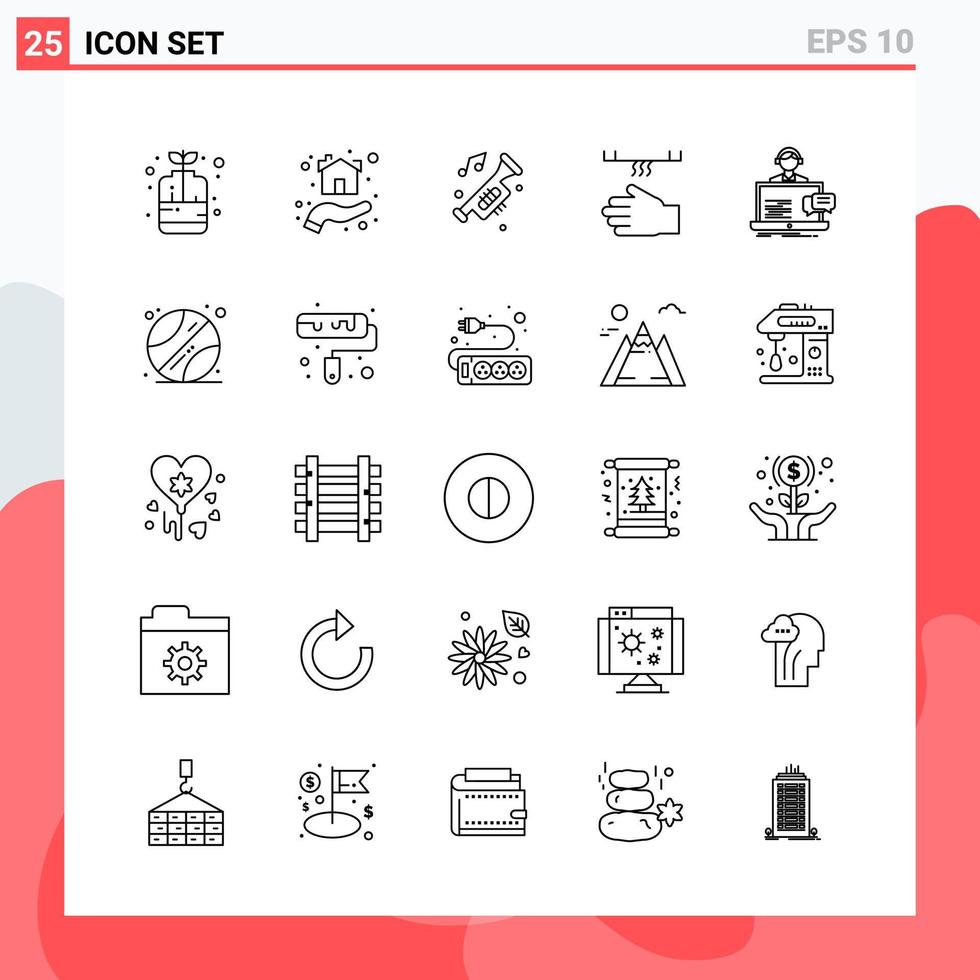 Collection of 25 Vector Icons in Line style Modern Outline Symbols for Web and Mobile Line Icon Sign Isolated on White Background 25 Icons Creative Black Icon vector background