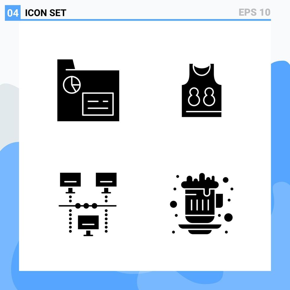 Modern 4 solid style icons Glyph Symbols for general use Creative Solid Icon Sign Isolated on White Background 4 Icons Pack Creative Black Icon vector background