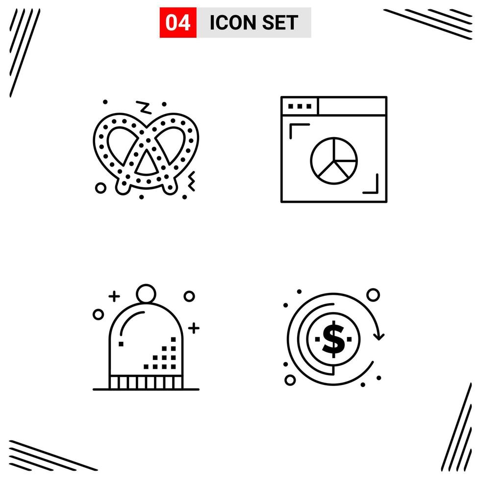 4 Icons Line Style Grid Based Creative Outline Symbols for Website Design Simple Line Icon Signs Isolated on White Background 4 Icon Set Creative Black Icon vector background